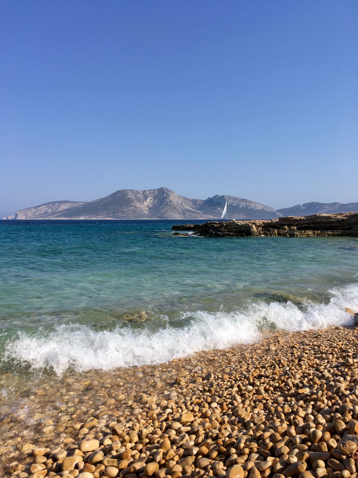 Clear water on a pebbled beach